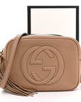 Pebbled Calfskin Small Soho Disco Bag Camelia