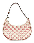 Canvas Calfskin Ava Triomphe Shoulder Bag Red