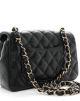 Lambskin Quilted Mini Rectangular Flap Black