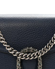 Dollar Calfskin Crystal Mini Dionysus Chain Wallet Blue Agata Black Diamond