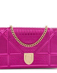 Metallic Patent Micro-Cannage D1ORama Wallet on Chain Pouch Pink
