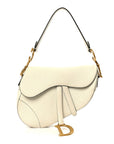 Grained Calfskin Saddle Bag White