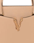 Grainy Calfskin Virtus Top Handle Tote Beige