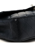 Caviar Quilted Medium Double Flap Black