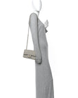 Lambskin Quilted Mini Rectangular Flap Grey