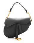 Grained Calfskin Mini Saddle Bag Black