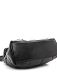 Lambskin Quilted Monogram Monochrome Medium Loulou Puffer Chain Satchel Black