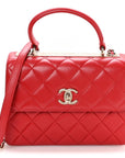 Lambskin Quilted Small Trendy CC Flap Dual Handle Bag Red