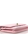 Lambskin Quilted Trendy Chain CC Wallet On Chain WOC Light Pink