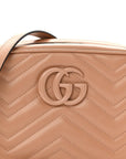 Calfskin Matelasse Monochrome Small GG Marmont Chain Shoulder Bag Camelia
