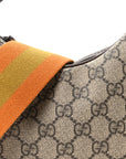 GG Supreme Monogram Textured Calfskin Web Small Attache Shoulder Bag Beige Ebony New Acero