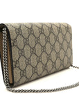 GG Supreme Monogram Dionysus Chain Clutch Wallet Beige Taupe