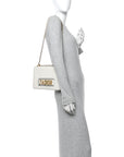 Calfskin J'AD1OR Chain Flap Bag Off White