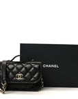 Caviar Quilted Business Affinity Clutch With Chain Black