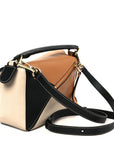 Calfskin Small Puzzle Bag Amber Light Oat Black