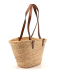 Raffia Calfskin Triomphe Medium Panier Tan