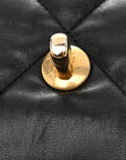 Shiny Goatskin Quilted Large CHNL 19 Flap Black