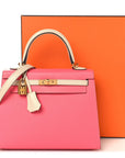 Epsom Bi-Color Horseshoe Kelly Sellier 25 Rose Azalee Craie