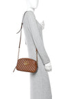 Glazed Calfskin Matelasse Diagonal Small GG Marmont Chain Shoulder Bag Cuir