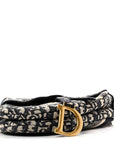 Oblique Embroidered Saddle Bag Blue