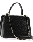 Lambskin Quilted Small Trendy CC Dual Handle Flap Bag Black