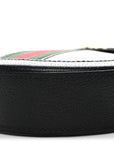 Grained Calfskin Web Mini Ophidia Round Shoulder Bag Black