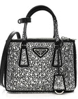 Satin Crystal Mini Galleria Double Zip Tote Metal