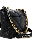 Goatskin Quilted Large CHNL 19 Flap Black
