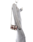 Tweed Calfskin Signe Wallet On Chain WOC Black Pink Orange