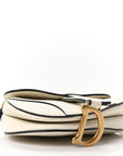Grained Calfskin Mini Saddle Bag White