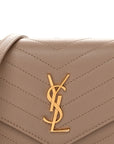 Grain De Poudre Matelasse Chevron Monogram Envelope Chain Wallet Dark Beige