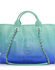 Shaded Calfskin Small Deauville Tote Light Green Turquoise Purple