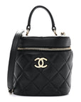 Lambskin Quilted Trendy Vanity Case Black