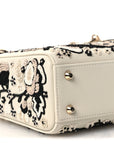 Smooth Calfskin Embroidered Beaded Floral Mini Lady D1OR White Multicolor