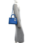Lambskin Cannage Medium Lady D1OR Blue