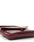 Shiny Calfskin Matelasse Chevron Monogram Mini College Bag Deep Hot Wine