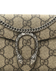 GG Supreme Monogram Dionysus Chain Clutch Wallet Beige Taupe