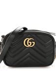 Calfskin Matelasse Mini GG Marmont Chain Shoulder Bag Black