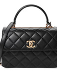 Lambskin Quilted Small Trendy CC Dual Handle Flap Bag Black