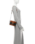 Calfskin Triomphe Canvas Medium Tambour Bag Tan