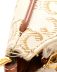 Canvas Calfskin Ava Triomphe Shoulder Bag White
