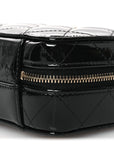 Patent Quilted Top Handle Mini Vanity Case Black