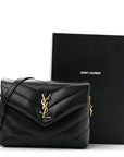 Calfskin Y Quilted Monogram Toy Loulou Crossbody Bag Black