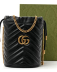 Calfskin Matelasse Mini GG Marmont 2.0 Bucket Bag Black