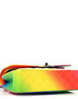 Calfskin Quilted Medium Rainbow Double Flap Multicolor