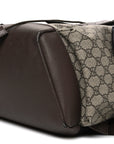 GG Supreme Monogram Medium Ophidia Double Buckle Backpack Brown