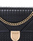 Metallic Patent Micro-Cannage Baby D1ORama Flap Bag Navy Blue