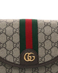 GG Supreme Monogram Textured Dollar Calfskin Mini Ophidia Flap Shoulder Bag Beige Ebony New Acero