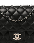 Lambskin Quilted Medium Double Flap Black