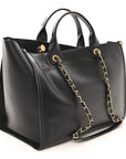 Caviar Medium Studded Deauville Tote Black